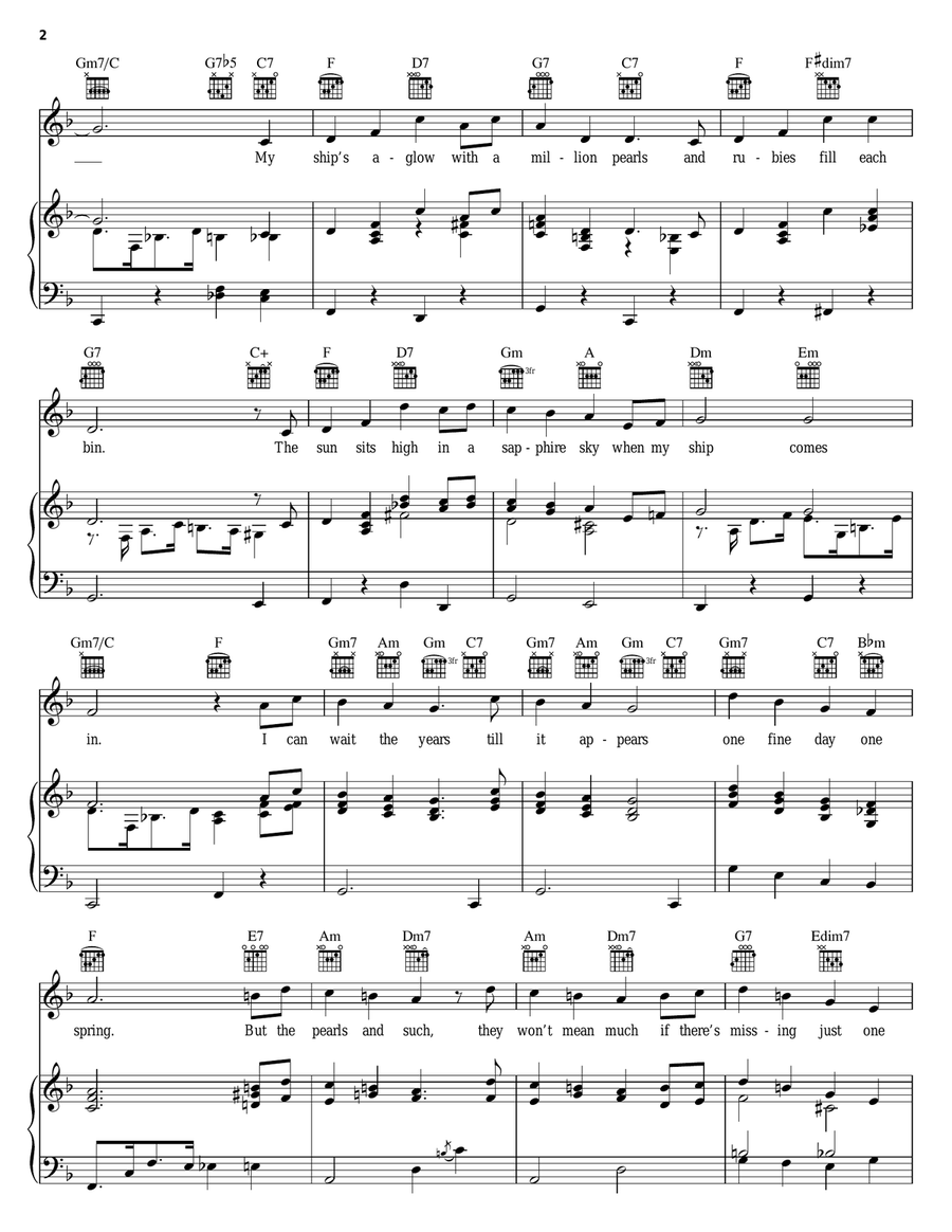My Ship Piano, Vocal, Guitar scores gallery preview page 2