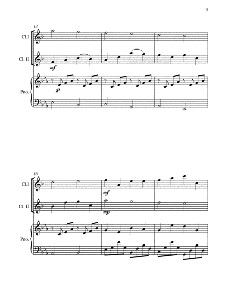 Canon - Johann Pachebel - 2 B Flat Clarinets and Piano - Intermediate/Advanced Intermediate level image number null