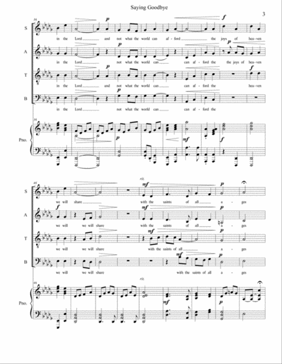 Saying Goodbye 4-Part scores gallery preview page 3