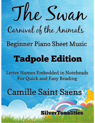 Book cover for The Swan Carnival of the Animals Beginner Piano Sheet Music 2nd Edition