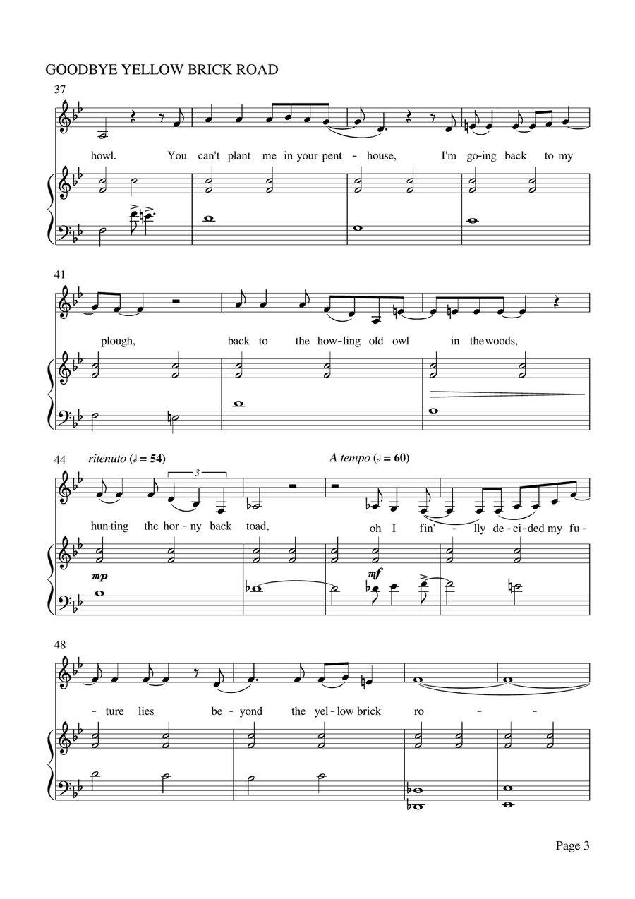 Goodbye Yellow Brick Road Alto Voice scores gallery preview page 3