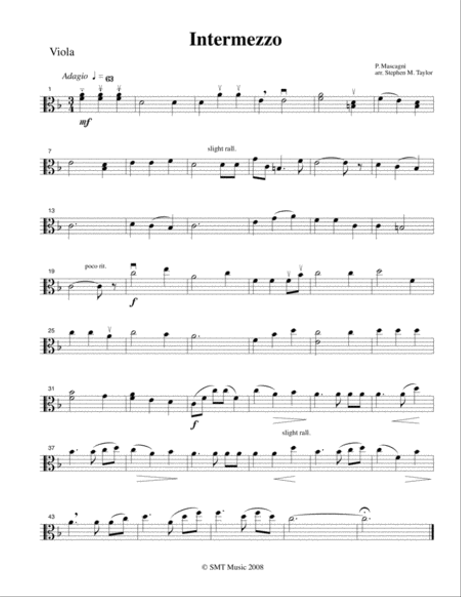 Intermezzo Mascagni (String Quartet) String Quartet scores gallery preview page 1
