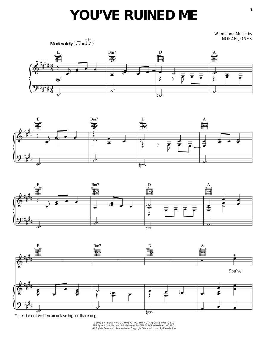 You've Ruined Me You've Ruined Me Piano, Vocal, Guitar scores gallery preview page 1