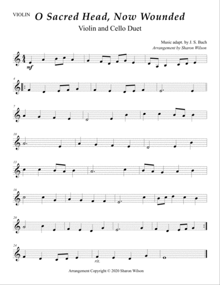 O Sacred Head, Now Wounded (for String Duet – Violin and Cello) String Duet scores gallery preview page 2