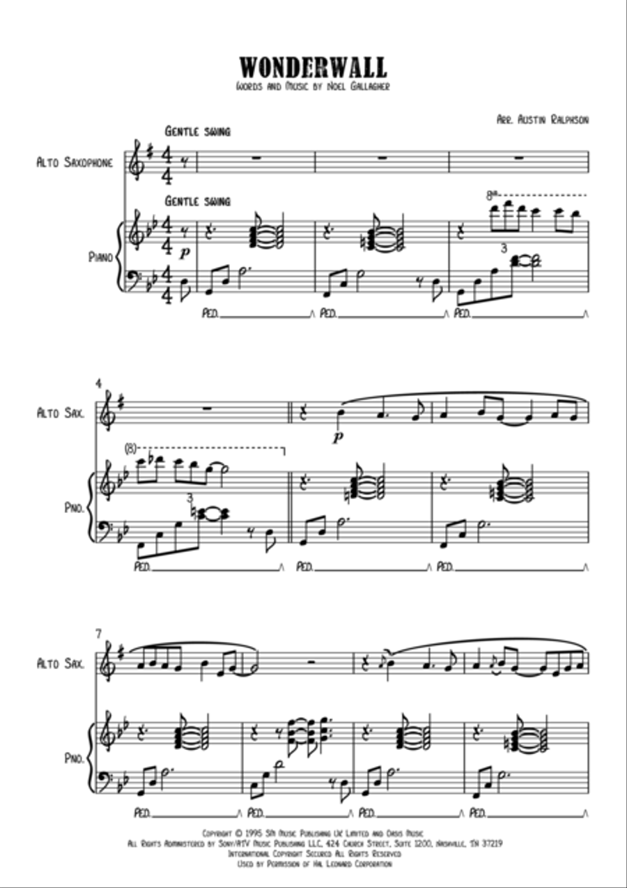Wonderwall Alto Saxophone scores gallery preview page 2
