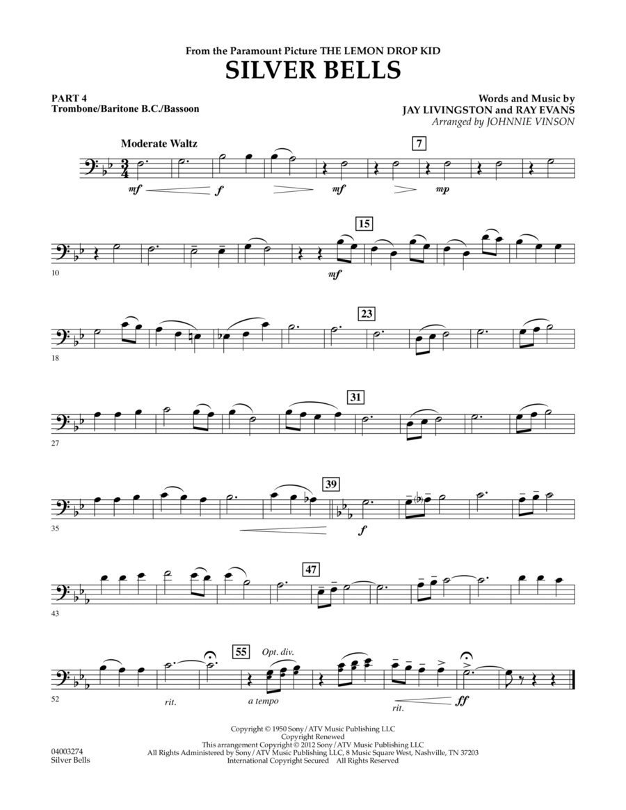 Silver Bells - Pt.4 - Trombone/Bar. B.C./Bsn. Concert Band scores gallery preview page 1