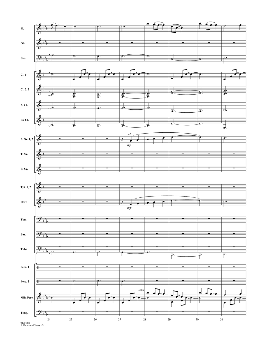 A Thousand Years (from The Twilight Saga: Breaking Dawn, Pt 1) - Conductor Score (Full Score) Concert Band scores gallery preview page 5