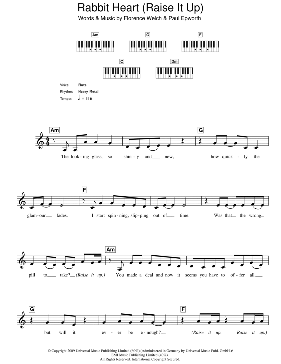 Rabbit Heart (Raise It Up) Piano scores gallery preview page 1