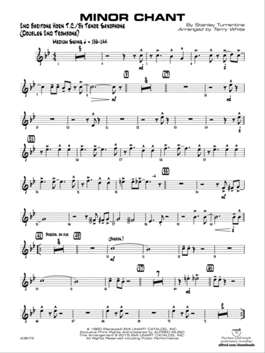 Minor Chant: 2nd Baritone T.C. Jazz Ensemble scores gallery preview page 1