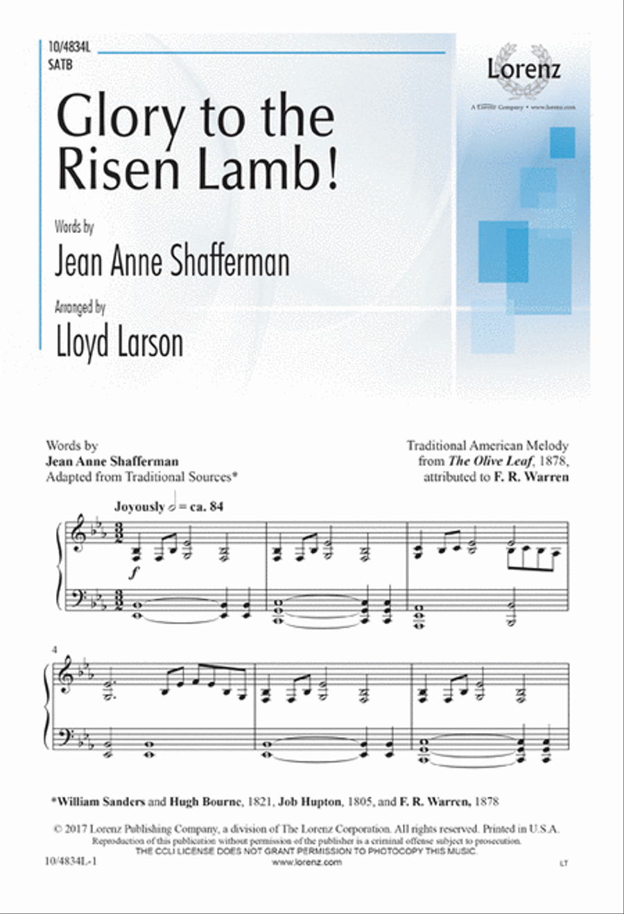 Glory to the Risen Lamb! Glory to the Risen Lamb! 4-Part scores gallery preview page 1