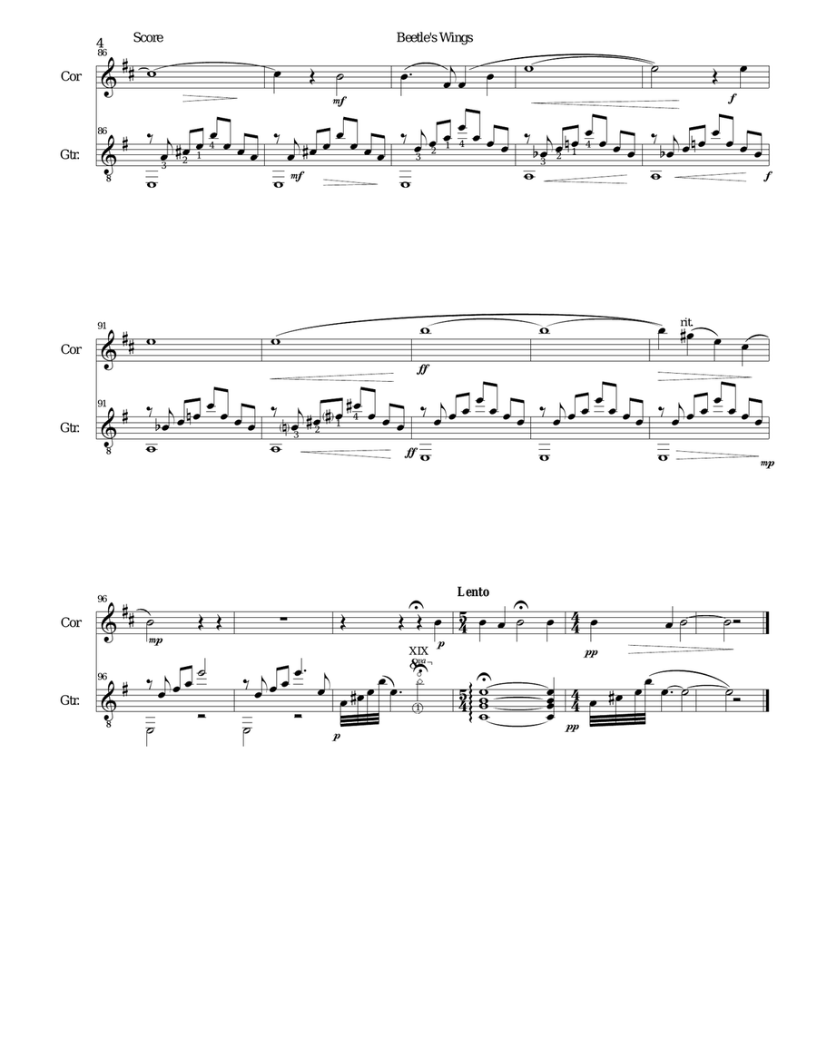 Beetle's Wings for cor anglais and guitar English Horn scores gallery preview page 4