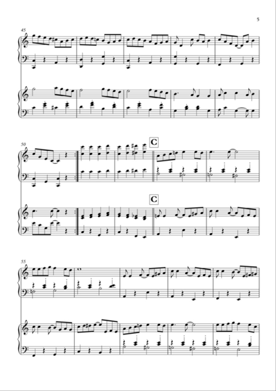 "Ding Dong Glory Christmas Rag", carol variations for 2 pianos, 4 hands by Simon Peberdy image number null