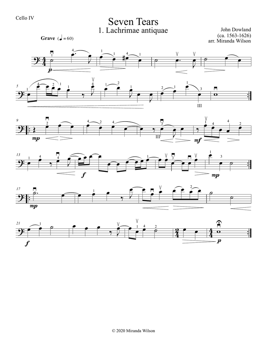 John Dowland, Lacrimae Antiquae from 