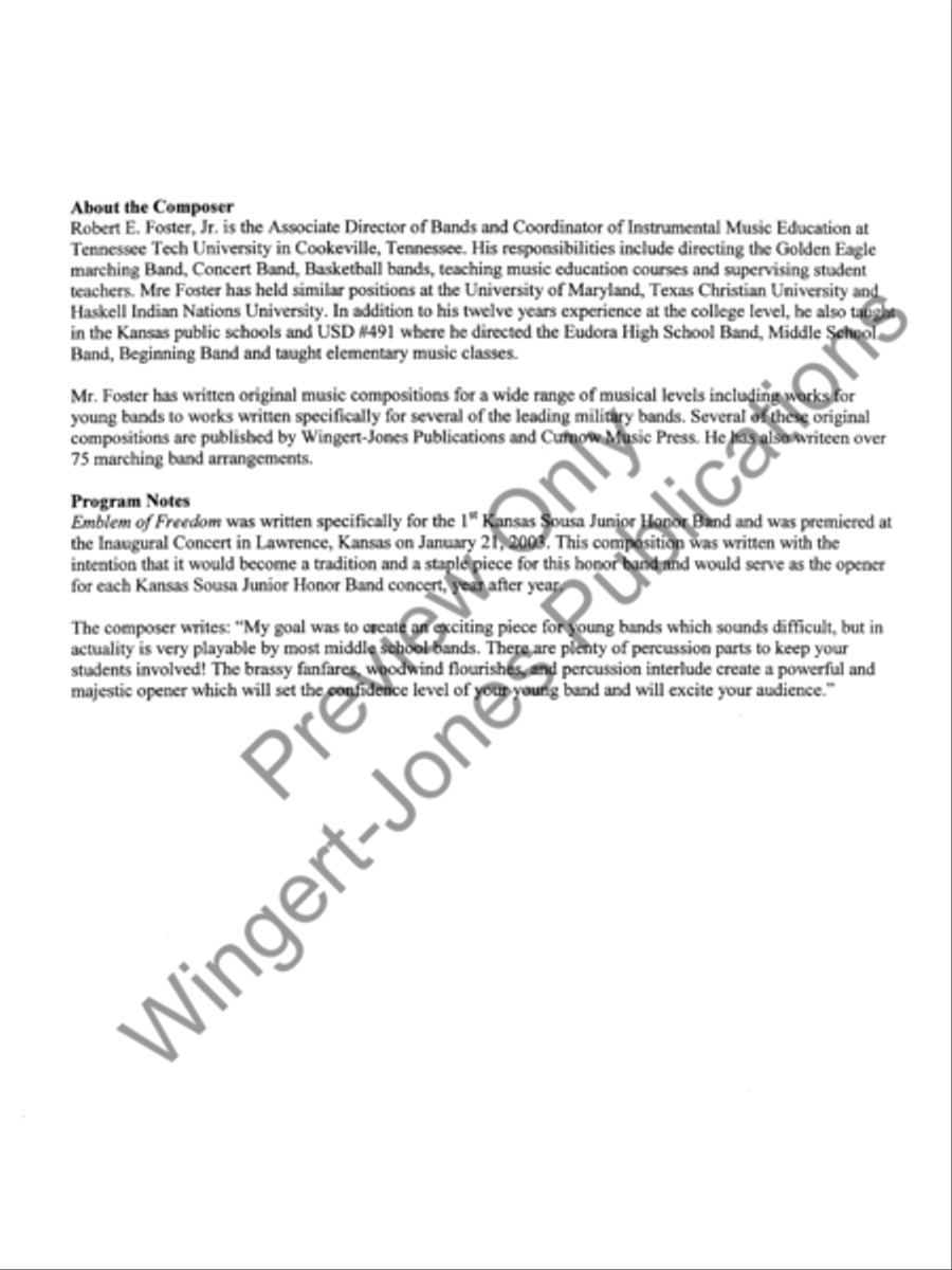 Emblem Of Freedom Emblem Of Freedom Concert Band scores gallery preview page 3