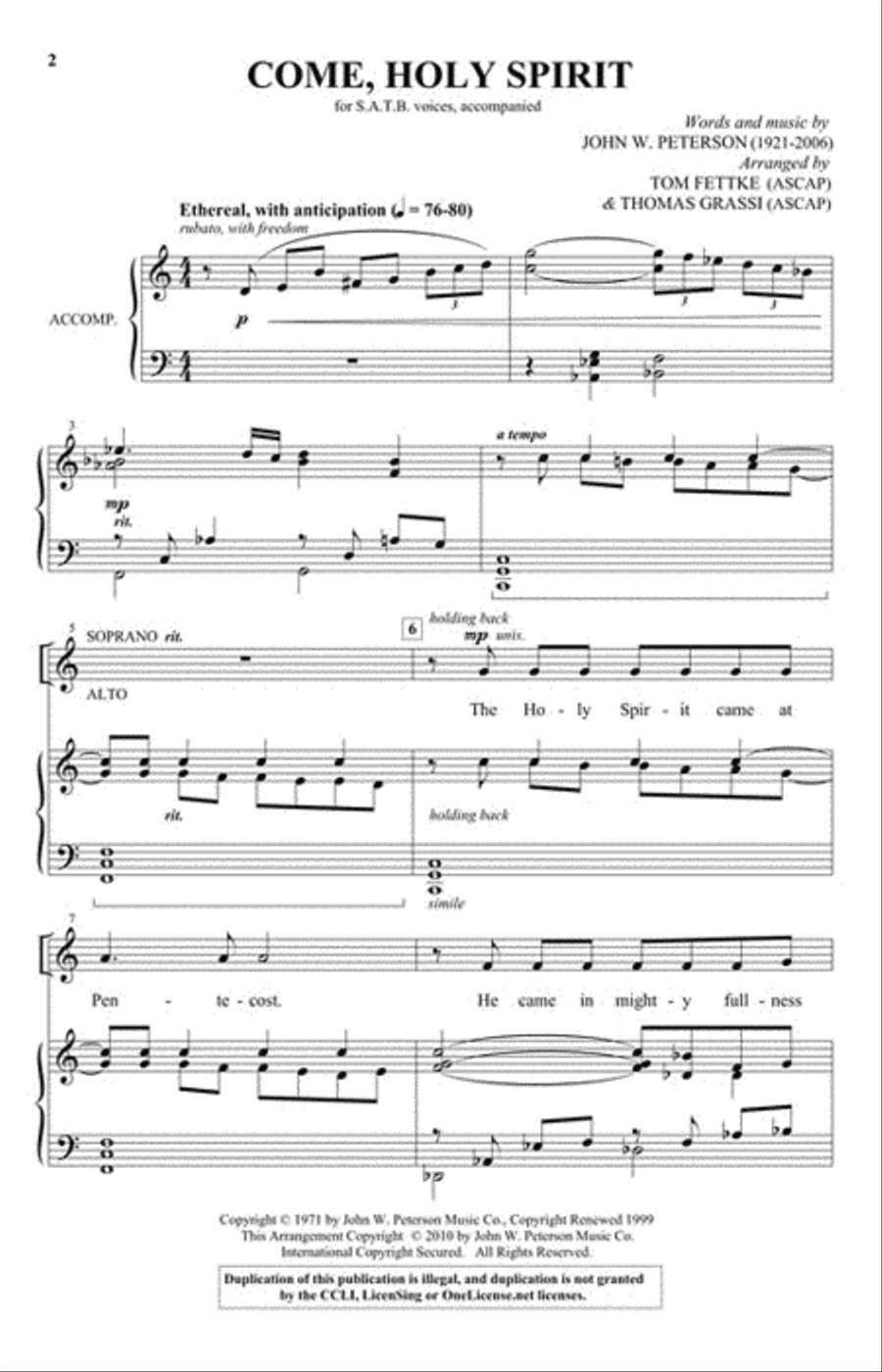 Come, Holy Spirit 4-Part scores gallery preview page 2