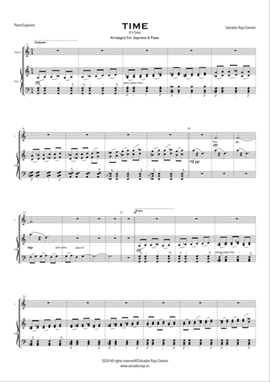 Time Arranged for Soprano soloist and Piano Soprano Voice scores gallery preview page 2