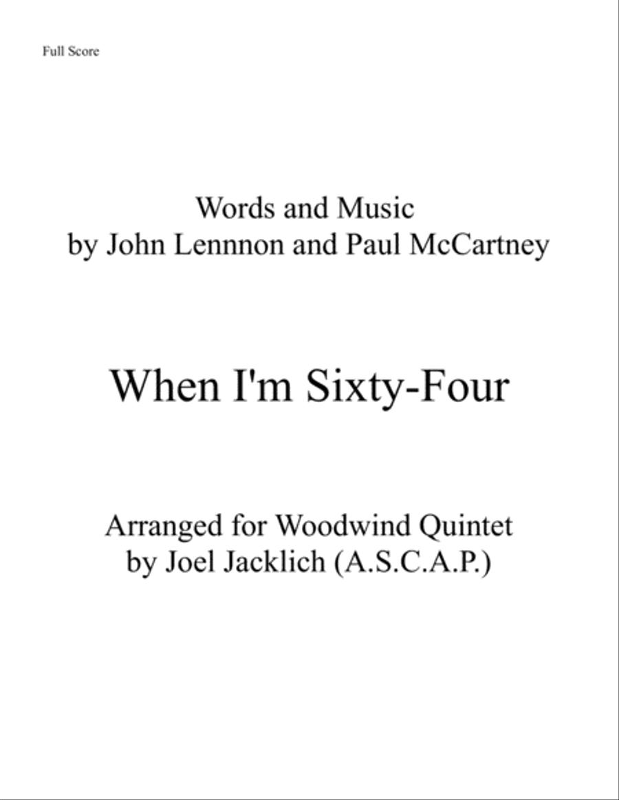 When I'm Sixty-Four Woodwind Quintet scores gallery preview page 1