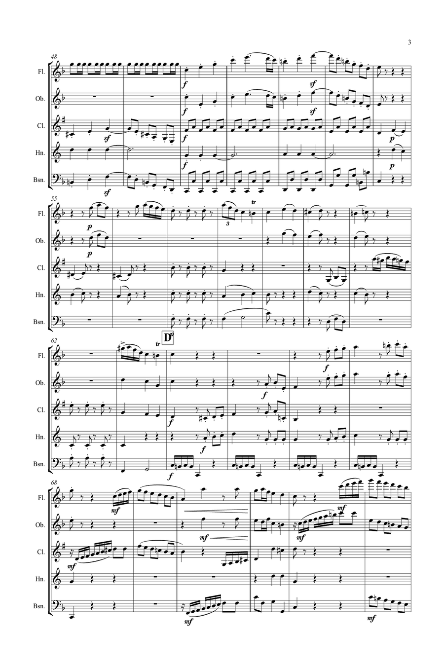 Mozart: Piano Sonata No.19 K547a - wind quintet Woodwind Quintet scores gallery preview page 3