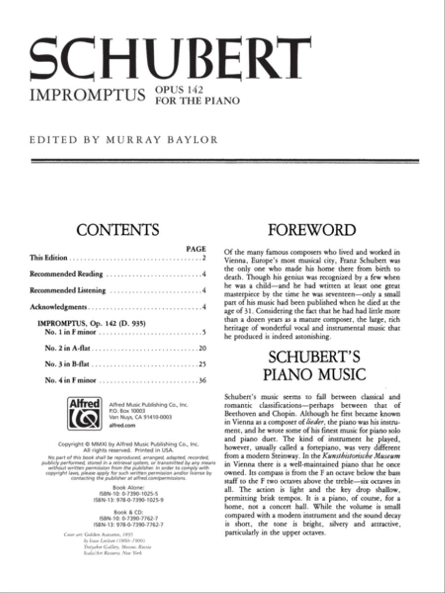 Schubert -- Impromptus, Op. 142 Piano Solo scores gallery preview page 2