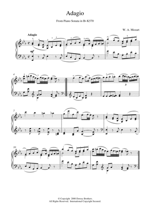 Book cover for Adagio from Piano Sonata in Bb, K570