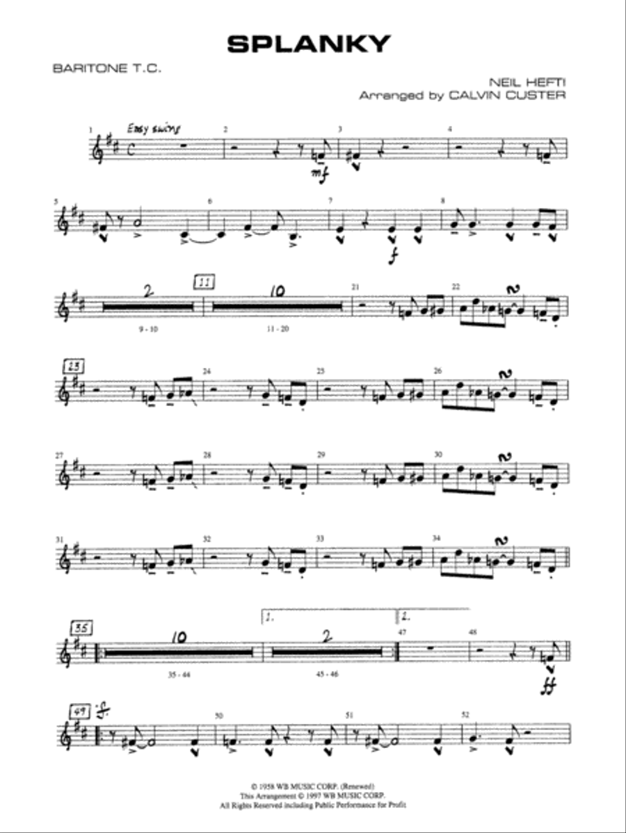 Splanky: Baritone T.C. Jazz Ensemble scores gallery preview page 1