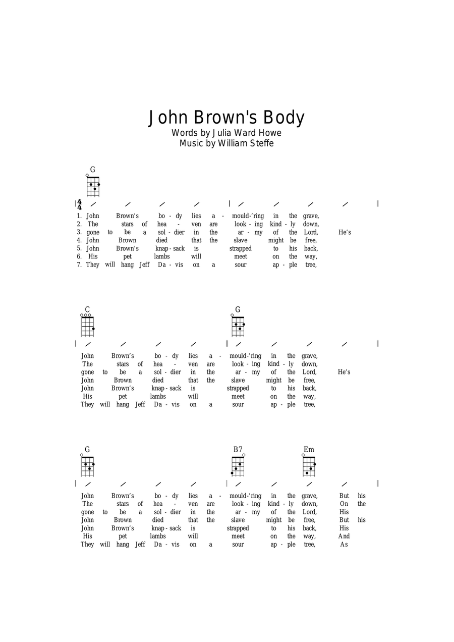 John Brown's Body John Brown's Body Ukulele scores gallery preview page 1