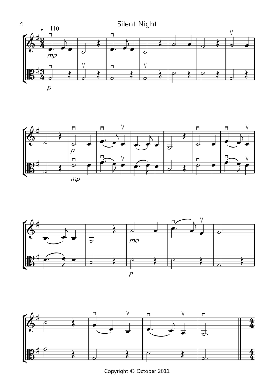 8 Easy Christmas Duets for Violin and Viola String Duet scores gallery preview page 4