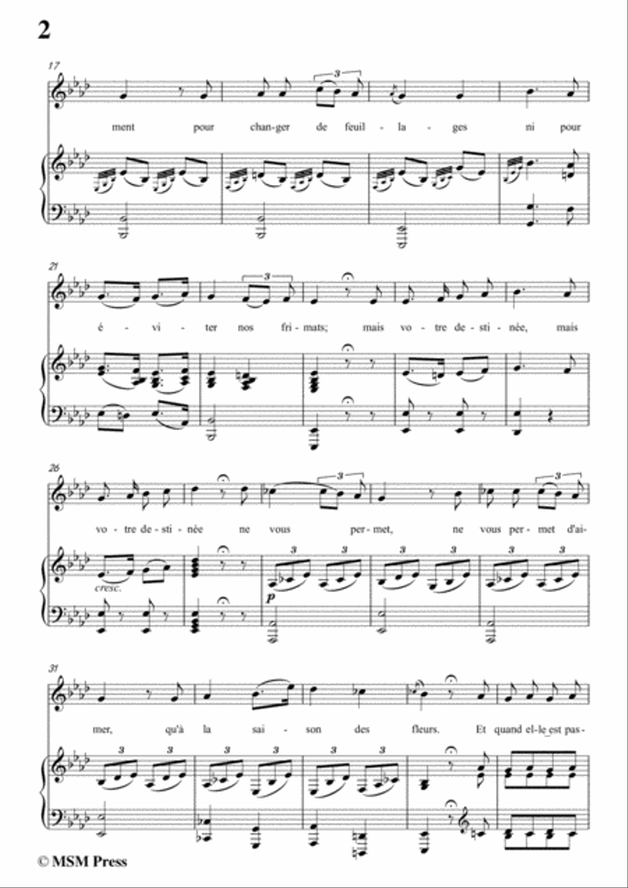 Mozart-Oiseaux,si tous les ans,in A flat Major,for Voice and Piano Voice Solo scores gallery preview page 4