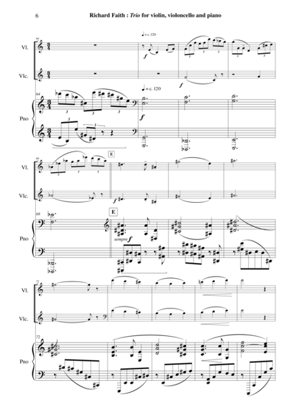 Richard Faith : Trio for violin, violoncello and piano, score and parts