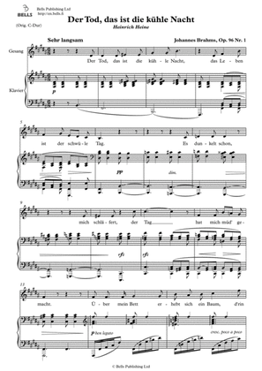 Der Tod, das ist die kuhle Nacht, Op. 96 No. 1 (B Major)