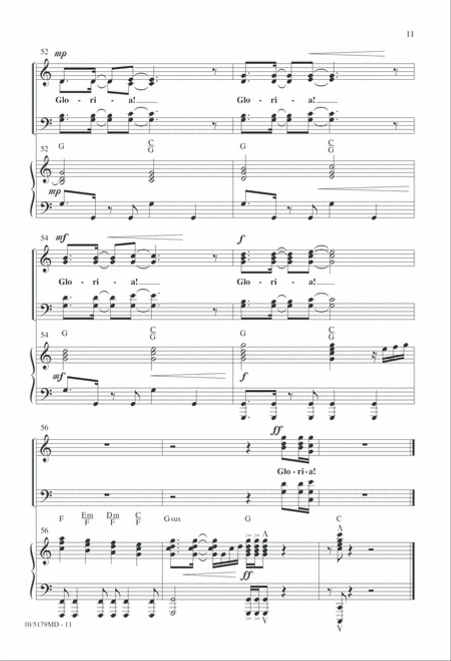 Gloria! Oh, Gloria! Gloria! Oh, Gloria! 4-Part scores gallery preview page 11