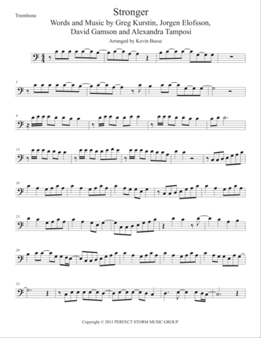 Stronger (What Doesn't Kill You) Trombone Solo scores gallery preview page 1