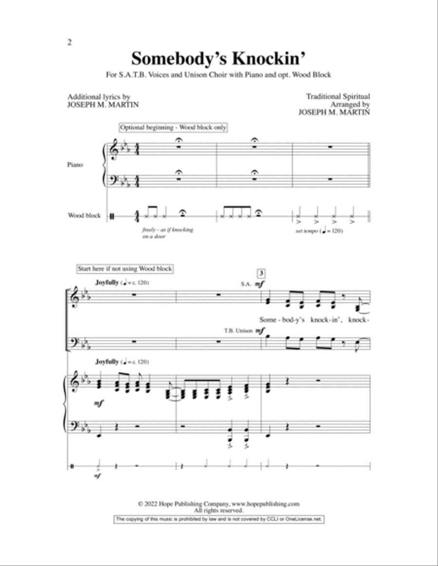 Somebody's Knockin' Children's Choir scores gallery preview page 2