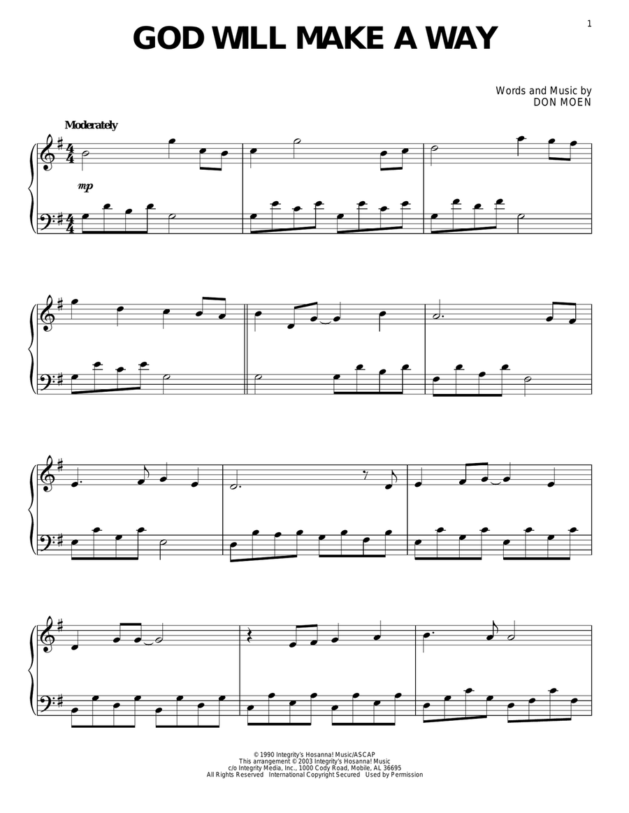 God Will Make A Way Piano Solo scores gallery preview page 1