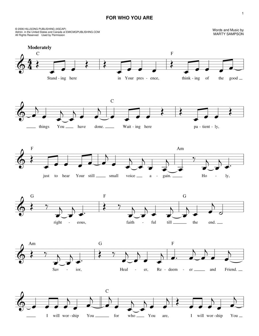 For Who You Are Piano scores gallery preview page 1
