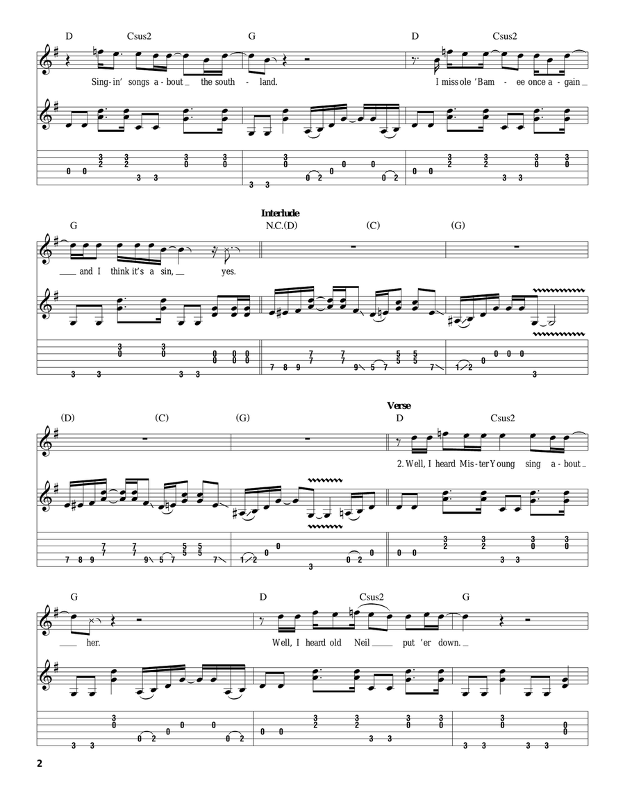 Sweet Home Alabama Sweet Home Alabama Acoustic Guitar scores gallery preview page 2