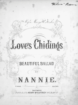 Love's Chidings. Beautiful Ballad