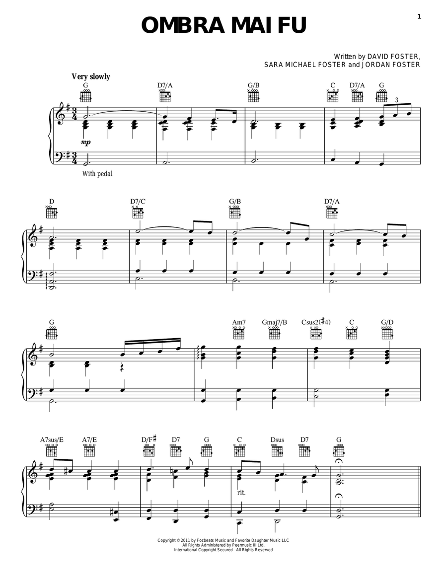 Ombra Mai Fu Piano, Vocal, Guitar scores gallery preview page 1