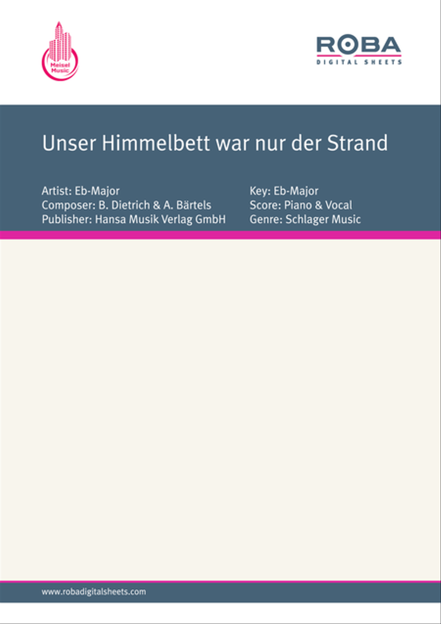 Unser Himmelbett war nur der Strand Piano, Vocal scores gallery preview page 1