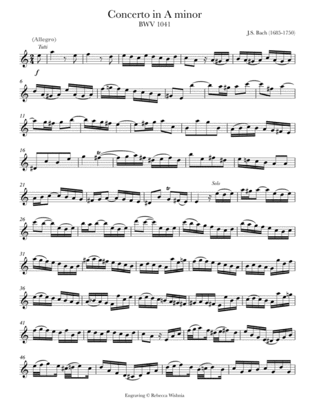 Bach: Violin Concerto in A Minor: Violin Book: Johann Sebastian