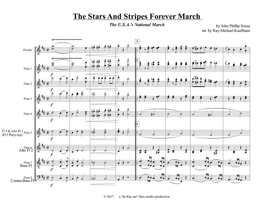 The Stars and Stripes Forever , the national march by Sousa, for flute choir / flute ensemble Flute Choir scores gallery preview page 2