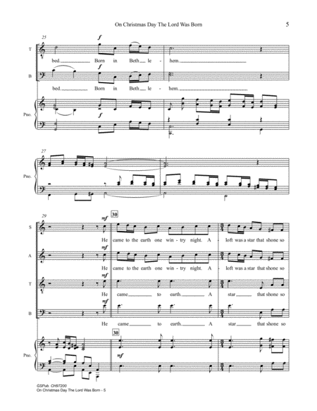 On Christmas Day The Lord Was Born - Mixed Chorus (SATB) with Piano