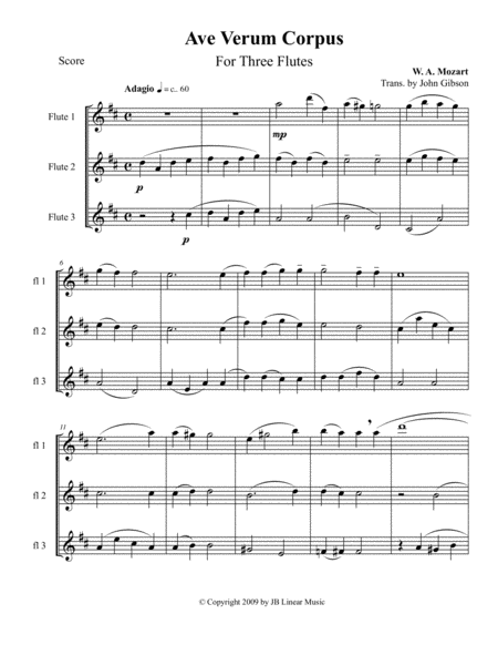 Mozart - Ave Verum Corpus for Flute Trio image number null