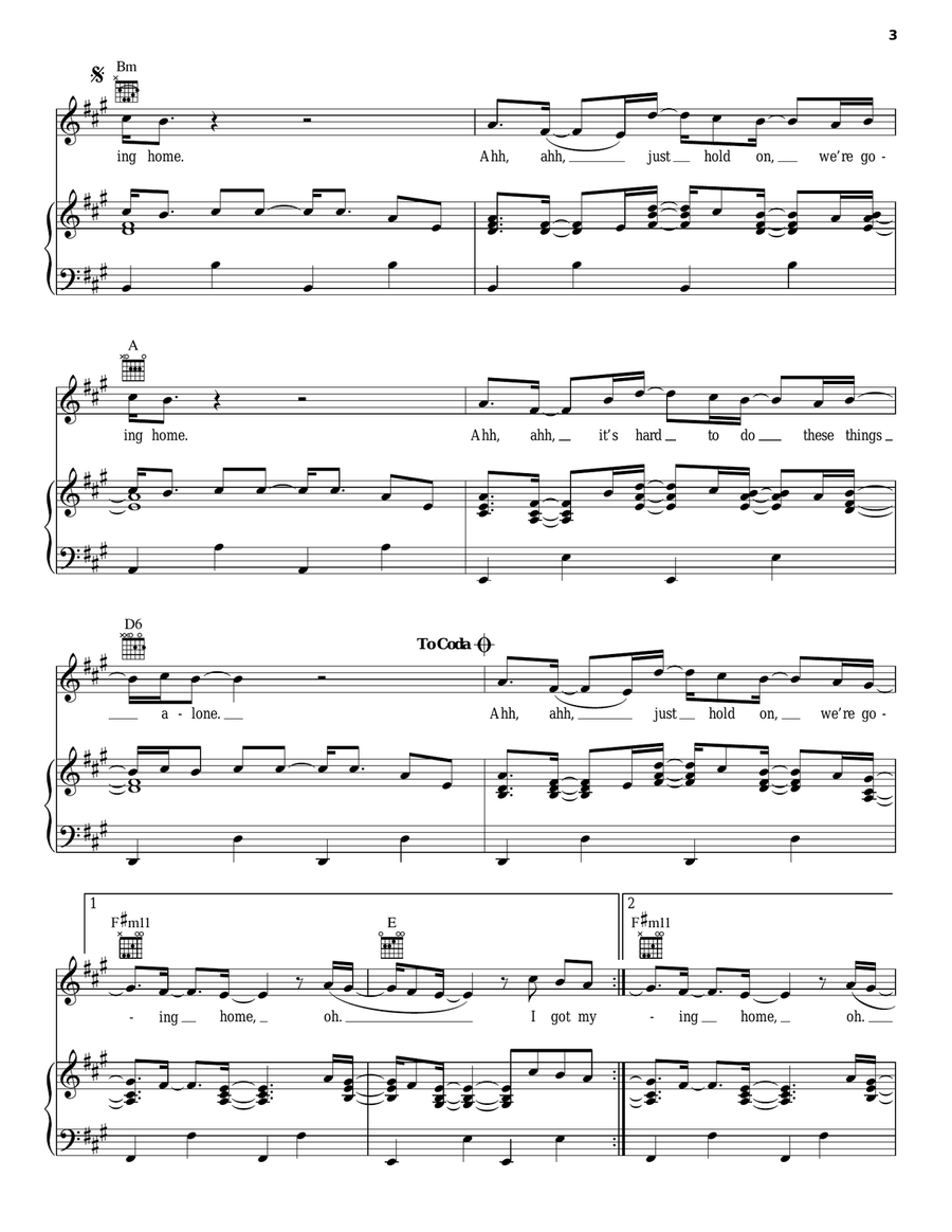 Hold On, We're Going Home Acoustic Guitar scores gallery preview page 3