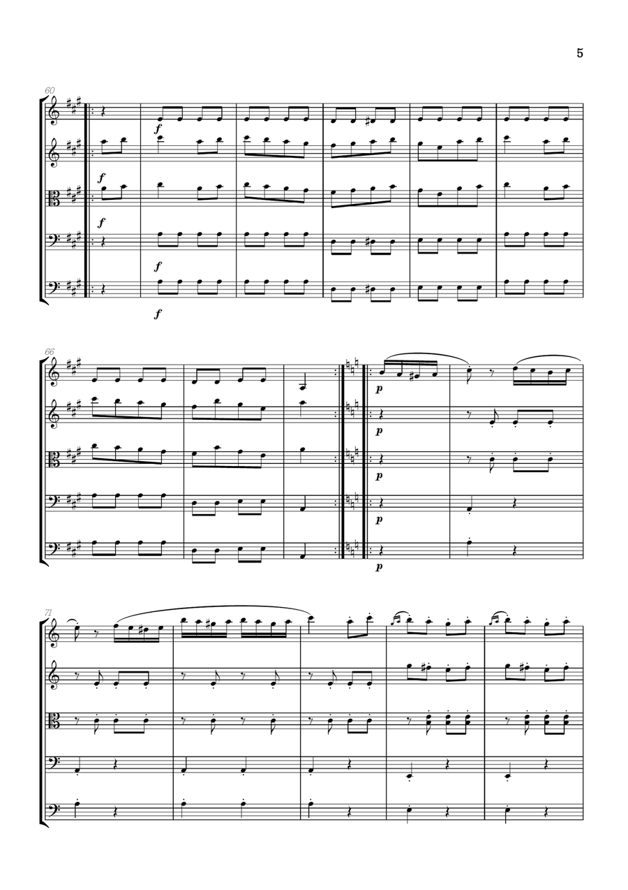 Rondo Alla Turca (Turkish March) | String Quintet sheet music String Orchestra scores gallery preview page 5