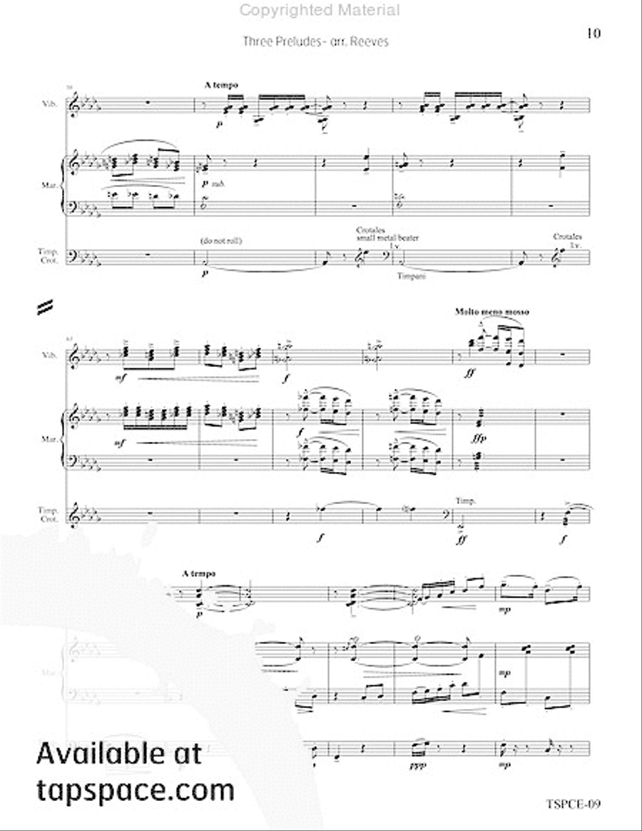 Three Preludes Percussion Ensemble scores gallery preview page 14