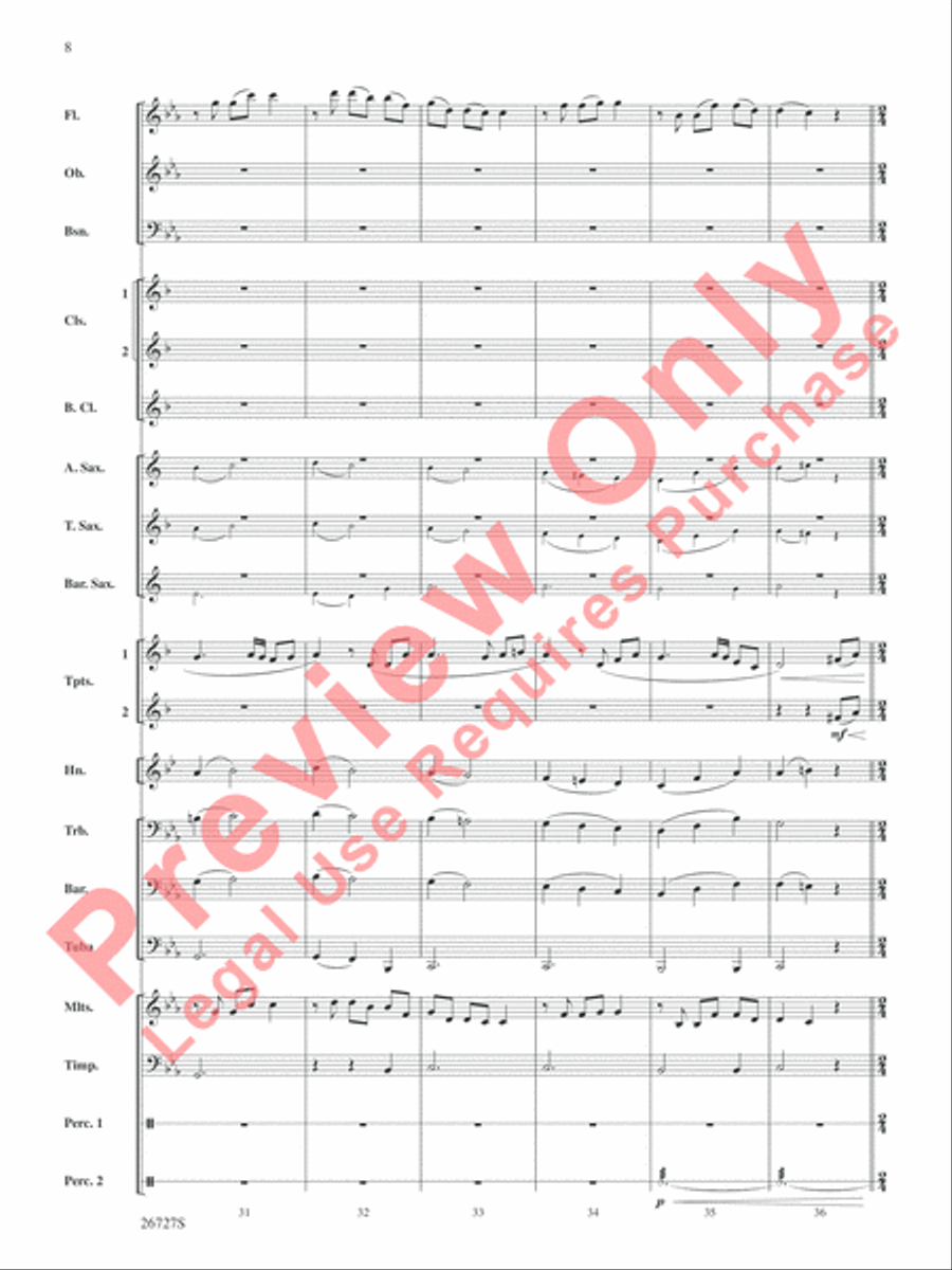 Evangeline: Two Cajun Songs Concert Band scores gallery preview page 9