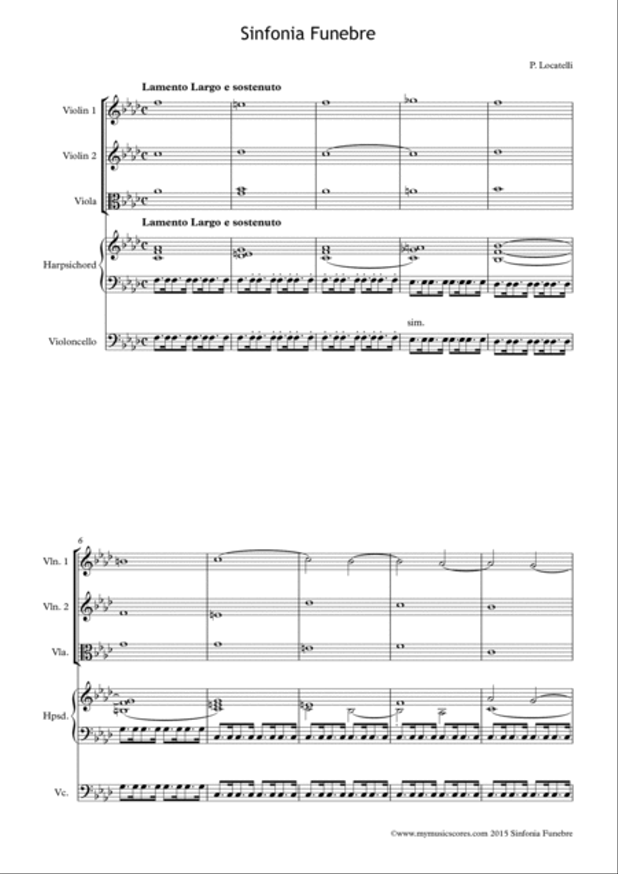 Locotelli Sinfonia Funebre for String Orchestra Full Orchestra scores gallery preview page 2