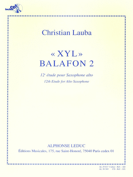 Xyl Balafon 2, 12th Study For Alto Saxophone