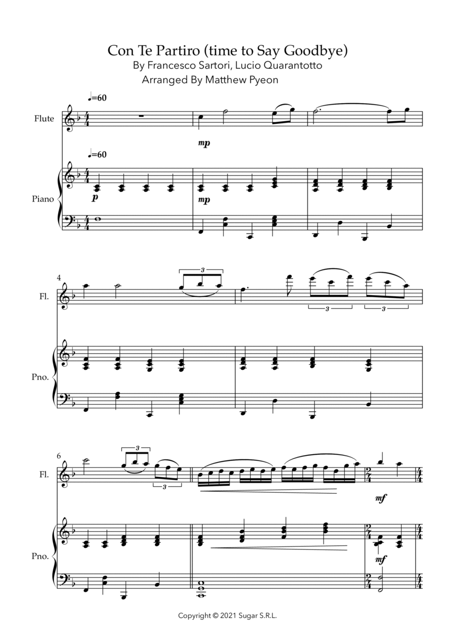 Con Te Partiro (time To Say Goodbye) Flute Solo scores gallery preview page 1